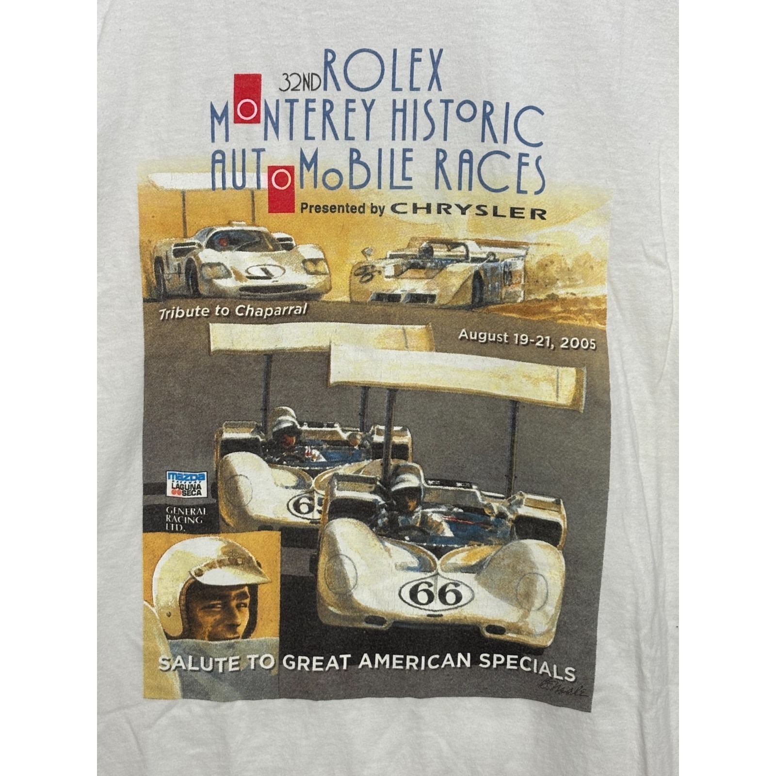 Rolex Monterey Historic Automobile Races TShirt Mens White Large Vintage Hanes